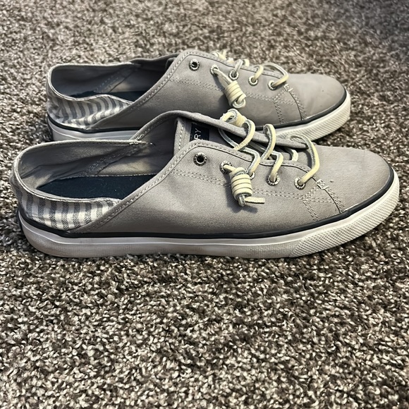 Sperry Top-Sider gray and white striped sneakers size 10 - Picture 3 of 9